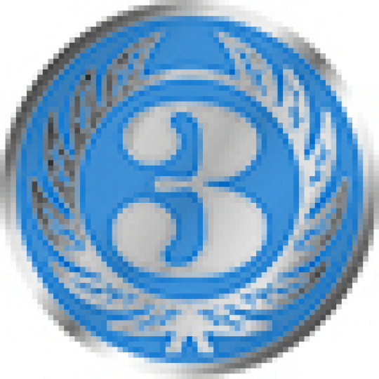 Emblém trojka 25 mm - modrý
