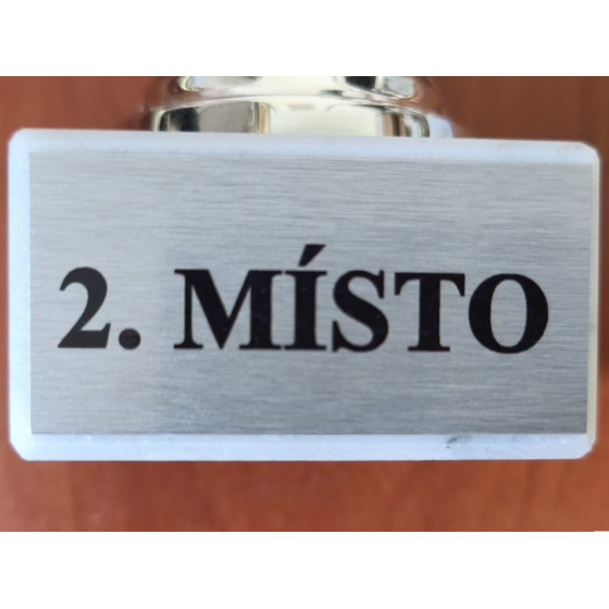 Kovový štítek - vlastní design nad 30 cm2 - 80 cm2 - stříbrný